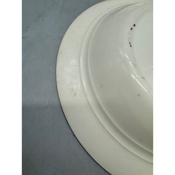 Vintage Walker China Green & White Floral Rimmed Soup Bowls 8" Diameter Set Of 2 - Picture 6 of 14